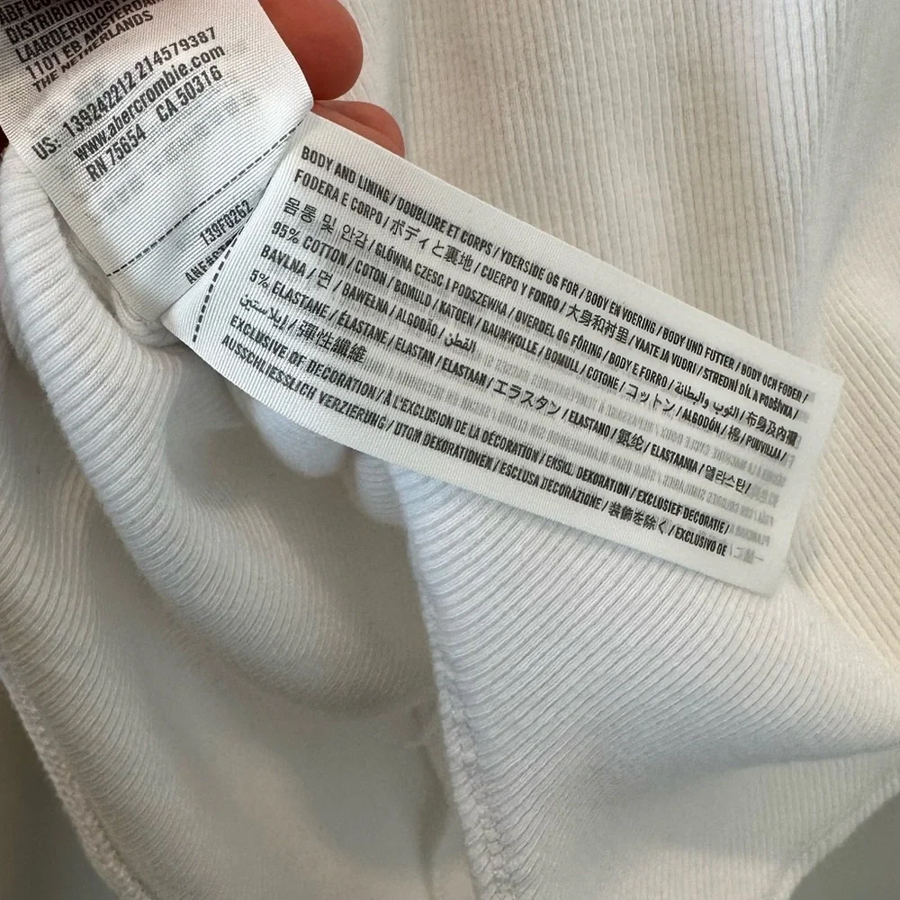 Abercrombie Ribbed White Bodysuit Long Sleeve Basic Capsule Casual Size Large - Picture 10 of 11